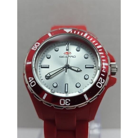 Seapro SP3214 Spring Red Quartz Womens Watch Silicone 36mm New Battery WR30M - Picture 4 of 8
